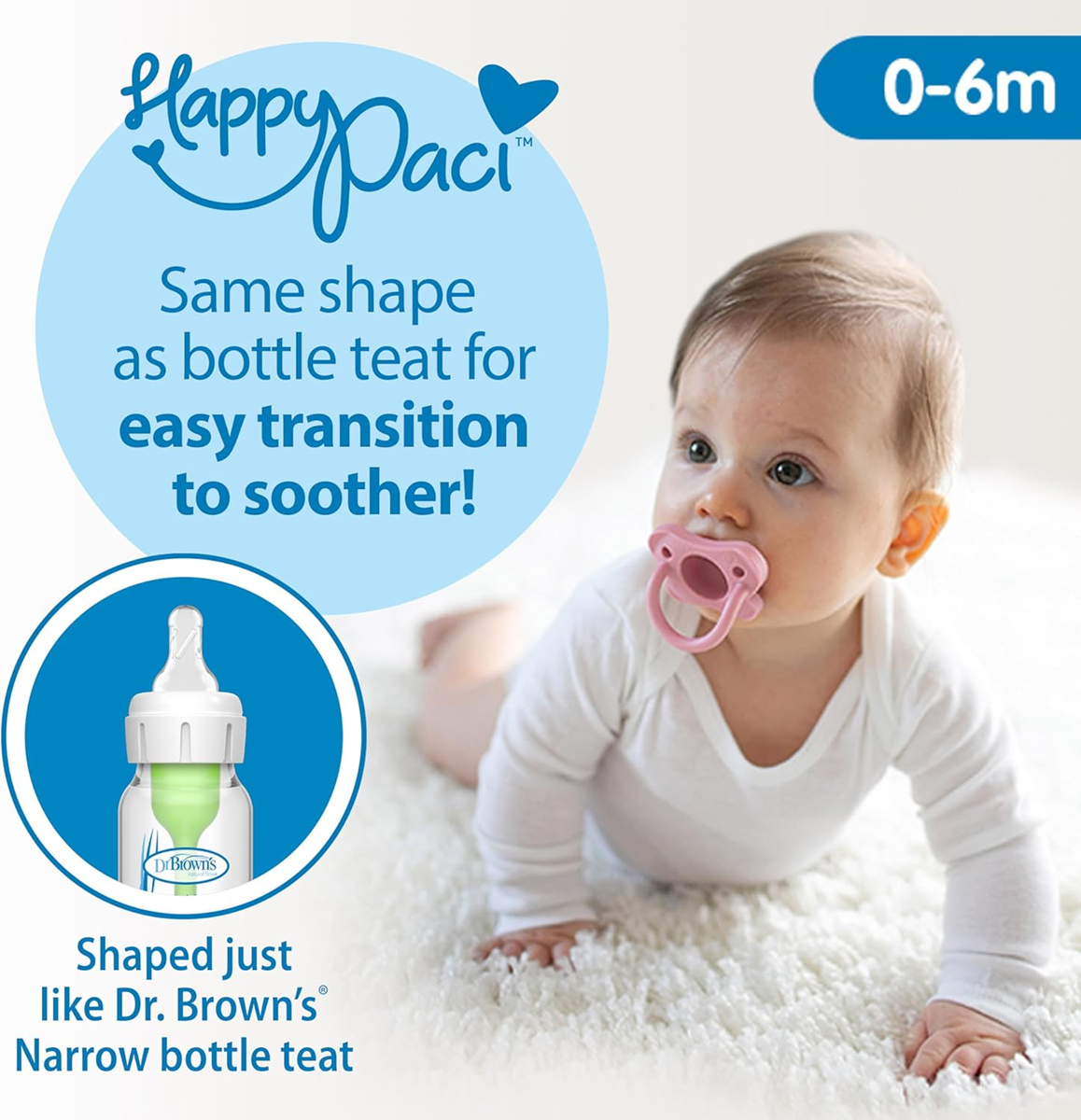 DR BROWN'S HappyPaci πιπίλα x2 0-6 μηνών