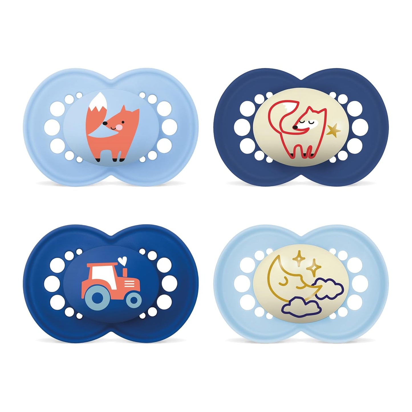 MAM Original Day&Night silicone pacifiers x4, 16m+ GLOW-IN-THE-DARK