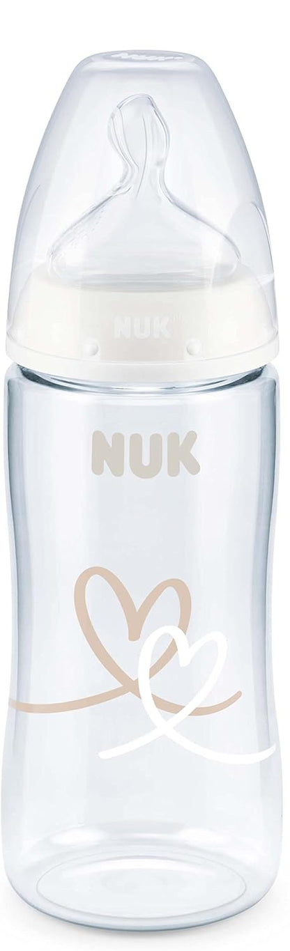 NUK First Choice+ μπιμπερό 300 ml θηλή M μέτρια ροή 0-6 m ΚΑΡΔΙΕΣ
