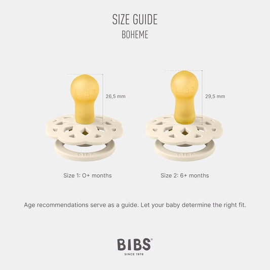 BIBS BOHEME 2 smoczki KAUCZUKOWE, okrągłe