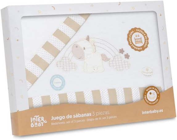 INTERBABY σετ σεντόνια 3 τεμαχίων 60x120 / 40x60 / 110x155