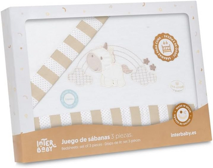 INTERBABY σετ σεντόνια 3 τεμαχίων 60x120 / 40x60 / 110x155
