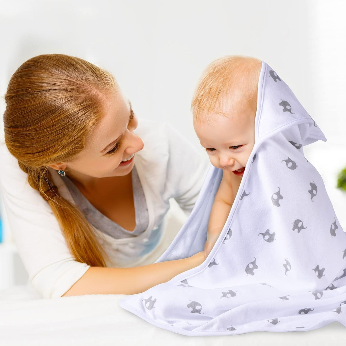 MOMCOZY ręcznik z kapturem x2 76x76 +6 24x24 ściereczki do mycia, miękki ręcznik kąpielowy dla niemowląt