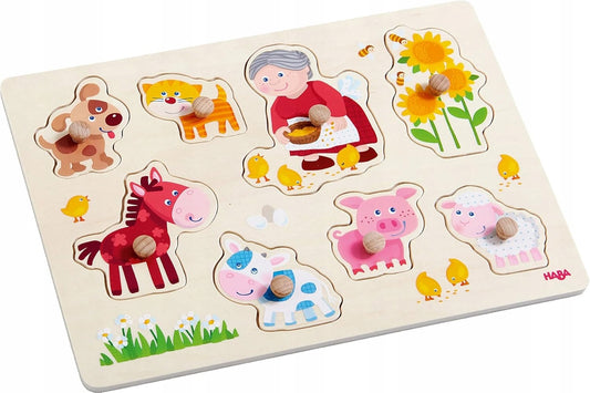 HABA rompecabezas de madera encajable 8 piezas 21 x 30 cm Babia y sus animales