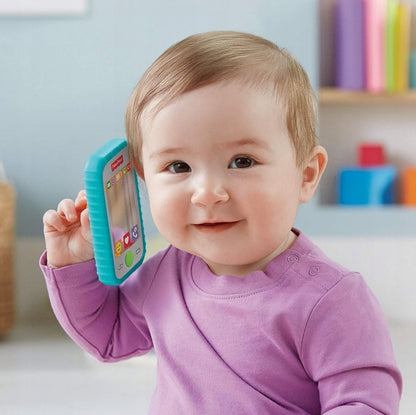 FISHER-PRICE GML96 smartfon gryzak grzechotka lusterko, zabawka dla niemowląt 3 m+ z gumową obudową