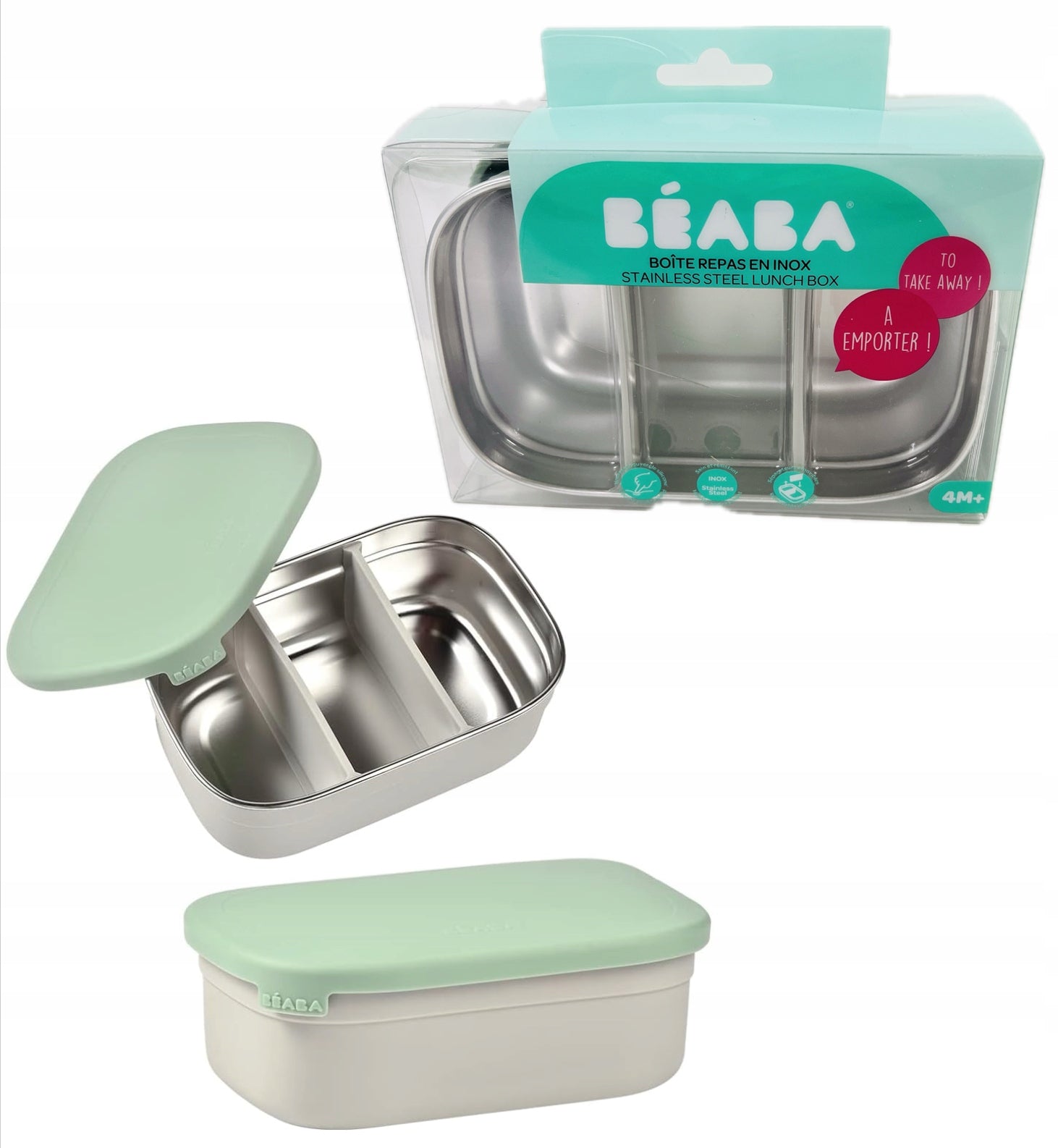 BEABA śniadaniówka lunchbox STAL nierdzewna 760ml z przegrodami