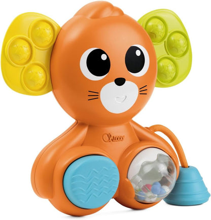 CHICCO αισθητηριακό ποντικάκι με κουδουνίστρα και σφυρίχτρα Pop It 18 x 19 cm