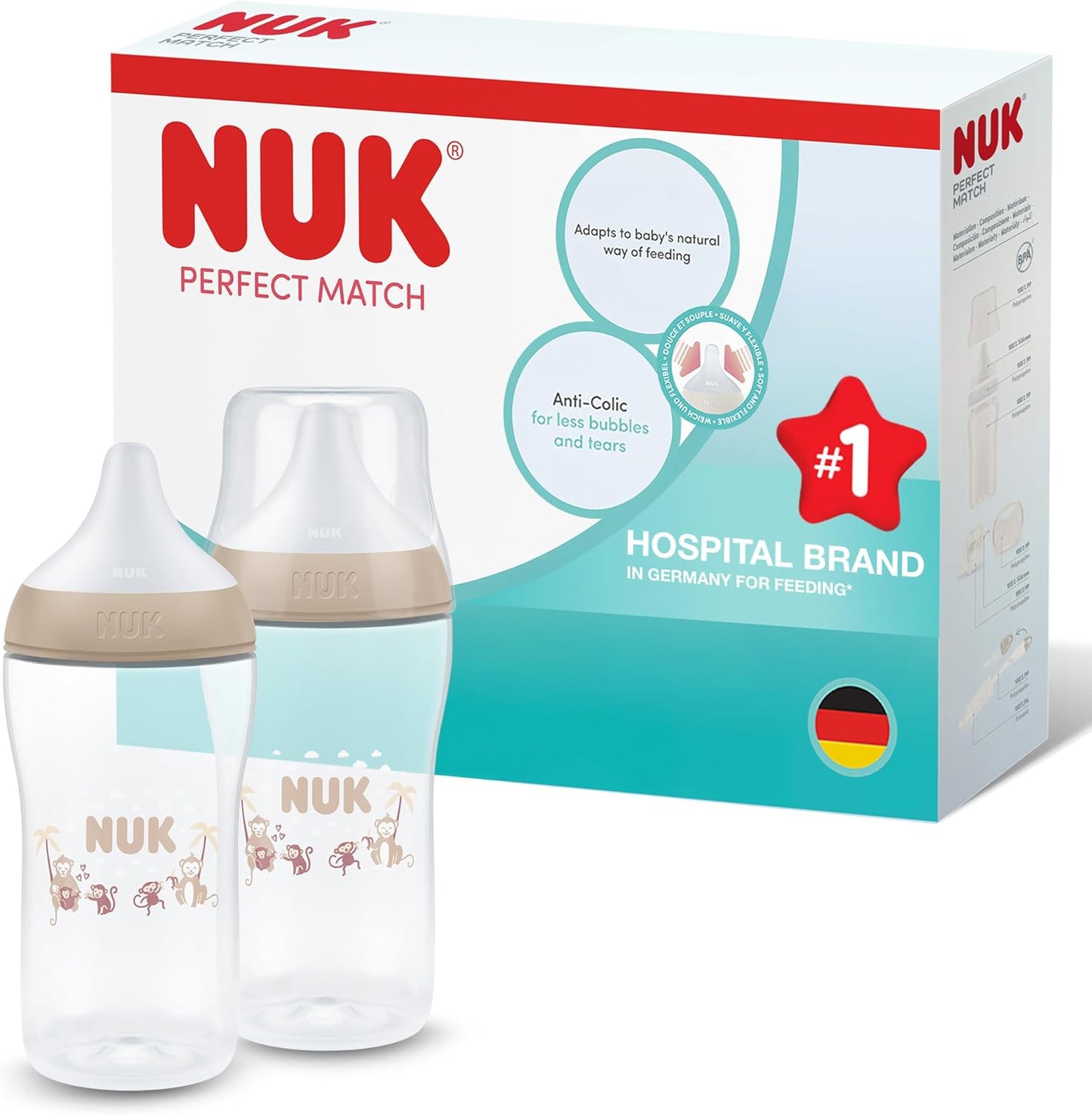 NUK Perfect Match μπιμπερό 260 ml 3μ+ θηλή Μ x2