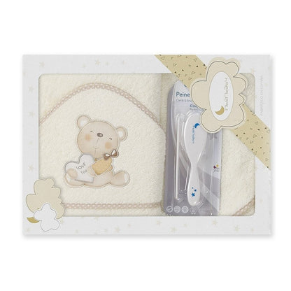 Interbaby Love You cream hooded towel 100x100 cm