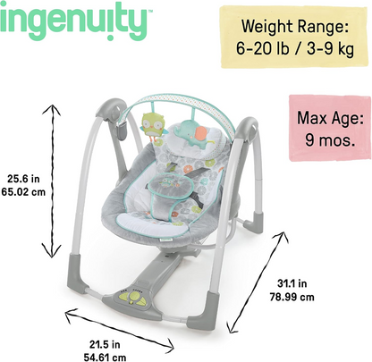 INGENUITY SWING'N GO leżaczek, huśtawka z muzyką i ruchem