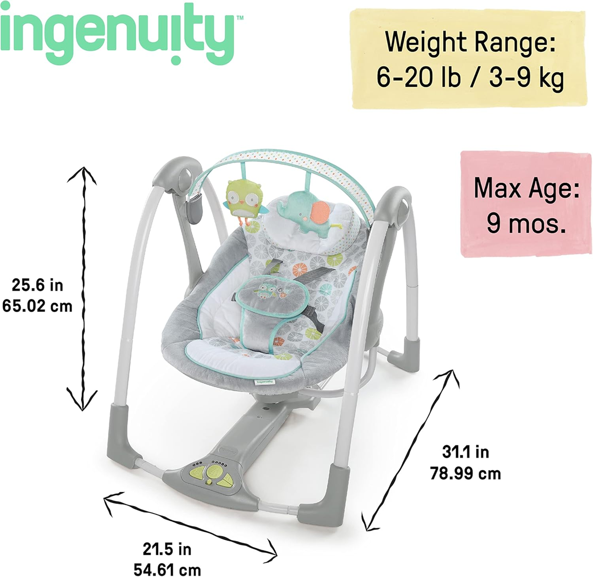 INGENUITY SWING'N GO ρηλάξ κούνια ήχος + κίνηση