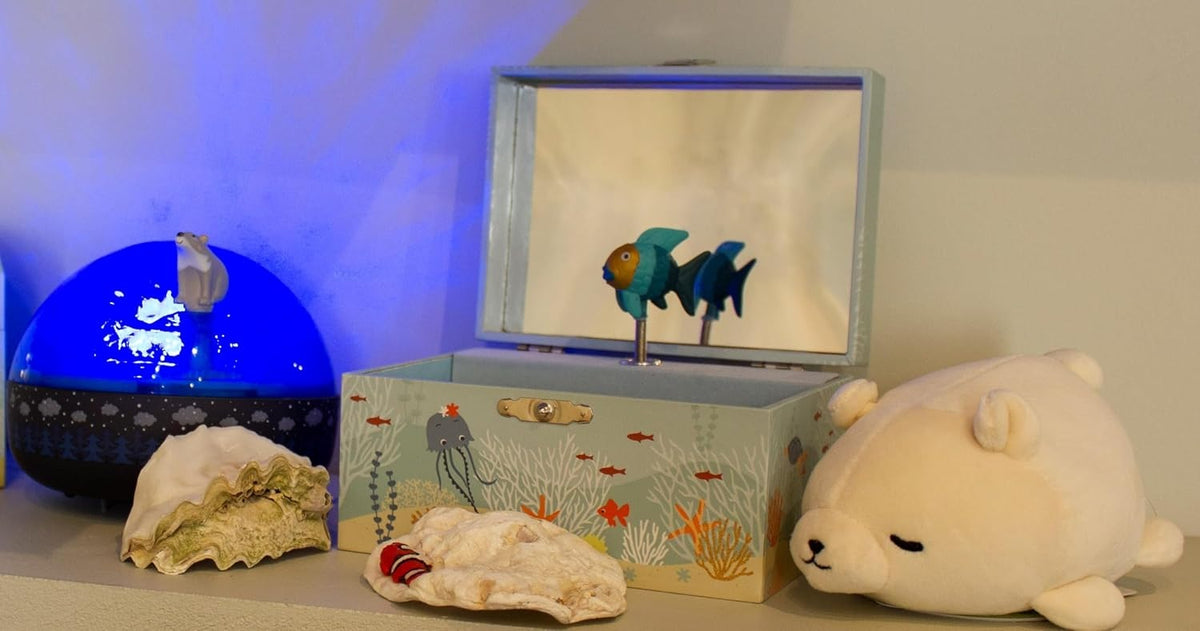 TROUSSELIER jewelry box with a wind-up music box that glows in the dark, OCEAN