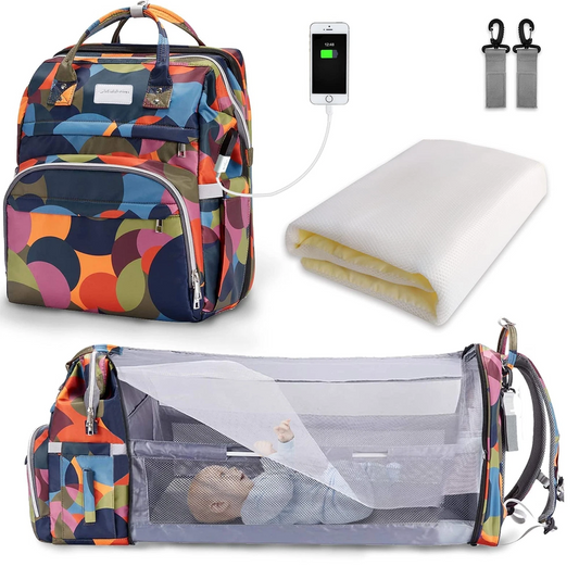SNDMOR rucsac pentru cărucior cu accesorii și pătuț de călătorie