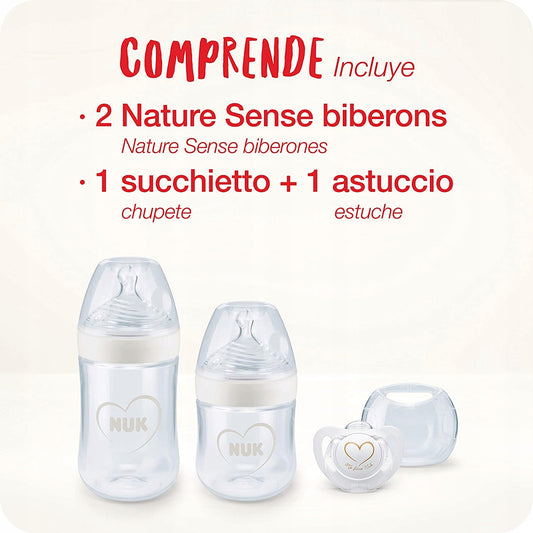 NUK Nature Sense Flaschenset 260 ml, 150 ml + Schnuller