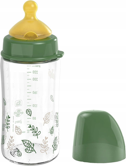 NIP Cherry Green skleněná láhev s latexovým dudlíkem velikost M 240 ml