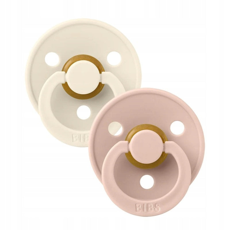 BIBS COLOUR smoczki uspokajające 2pack kauczuk 0-6msc, różowy i kremowy, 2 szt.