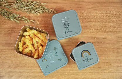 LASSIG Snackbox stalowe PUDEŁKA NA PRZEKĄSKI x2, zielone pudełka na przekąski ze stali nierdzewnej