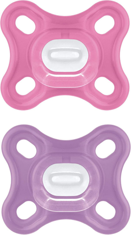 MAM Comfort σιλικονούχες πιπίλες 0–3 μηνών, ροζ, 2 τεμάχια