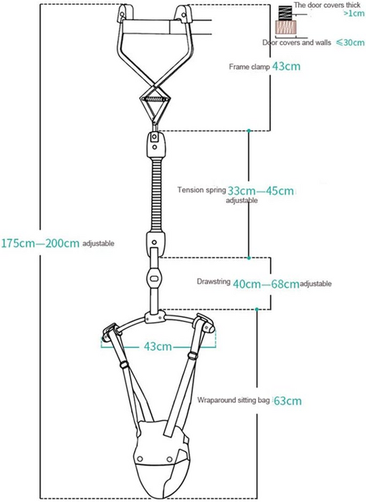 HAHAFISH sauteur de porte 6-24 mois jusqu'à 16 kg