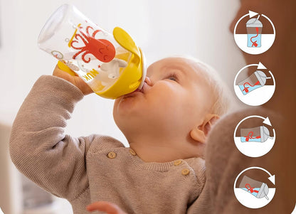 NUK Motion Cup NIEKAPEK z elastyczną słomką 8 m+ zielony kubek niekapek 230 ml dla dziecka