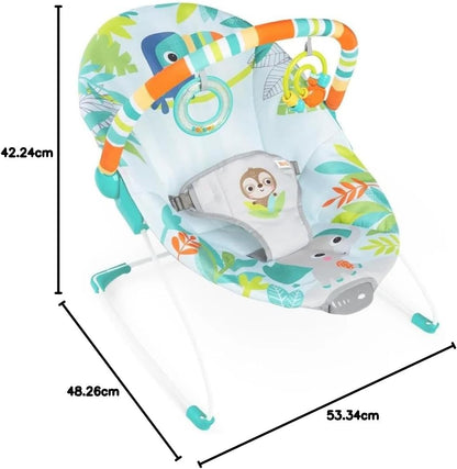 BRIGHT STARTS Rainforest vibrating and musical bouncer