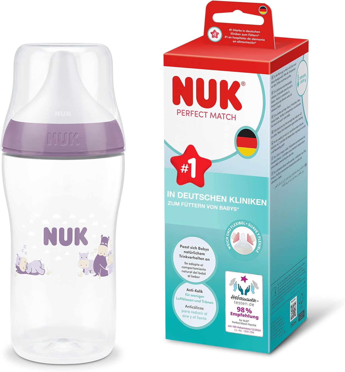 NUK Perfect Match Anti-Kolik-Flasche 260 ml 3m+