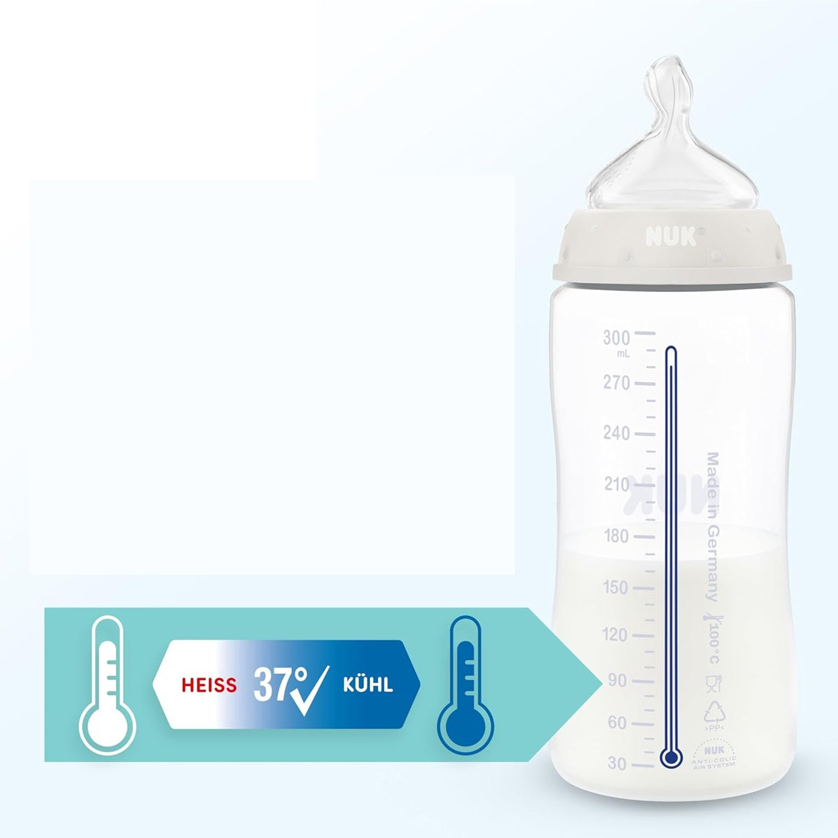 NUK First Choice zestaw 4x butelka 150/300 ml smoczki S/M 0-3m+ WIELORYB