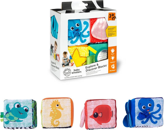 BABY EINSTEIN Εξερευνήστε & Ανακαλύψτε Μαλακά Εκπαιδευτικά Τουβλάκια 4 τεμάχια