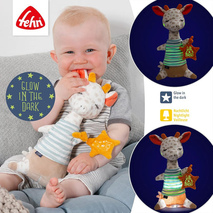 FEHN lampka nocna przytulanka żyrafa 27cm GUTE NACHT, świecąca w ciemności dla niemowląt