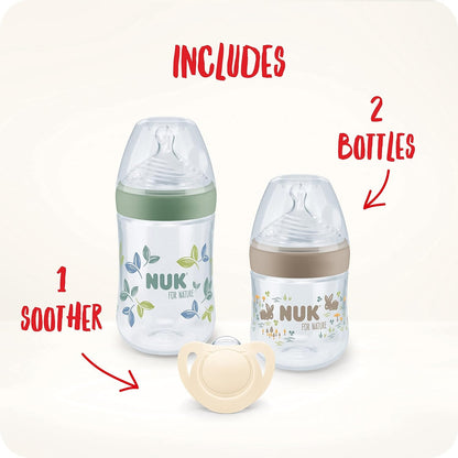 NUK for Nature zestaw 2 x butelka + smoczek kontrola temperatury, 2 butelki i smoczek dla niemowląt