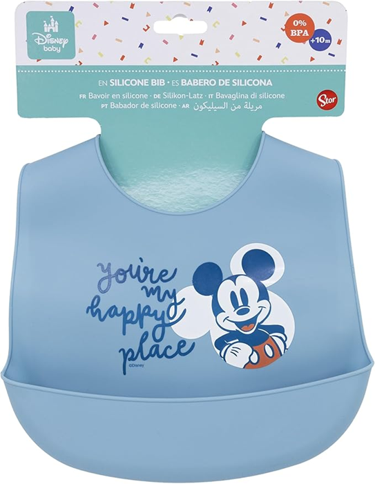 STOR silikonowy śliniak z kieszonką MICKEY MOUSE