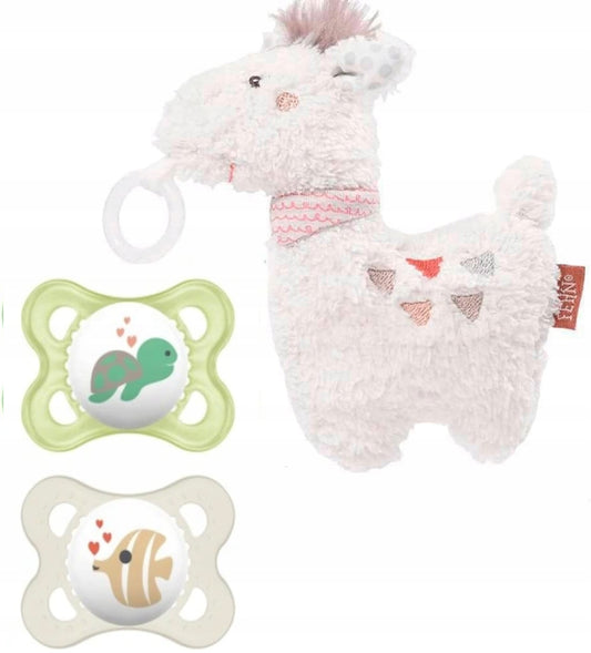 MAM ORIGINAL fopspeen x2 0-6 maanden + FEHN knuffel met lus