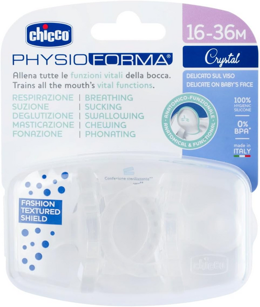 CHICCO PhysioForma Crystal Πιπίλα 2 τεμ. 16–36 μηνών LUXE