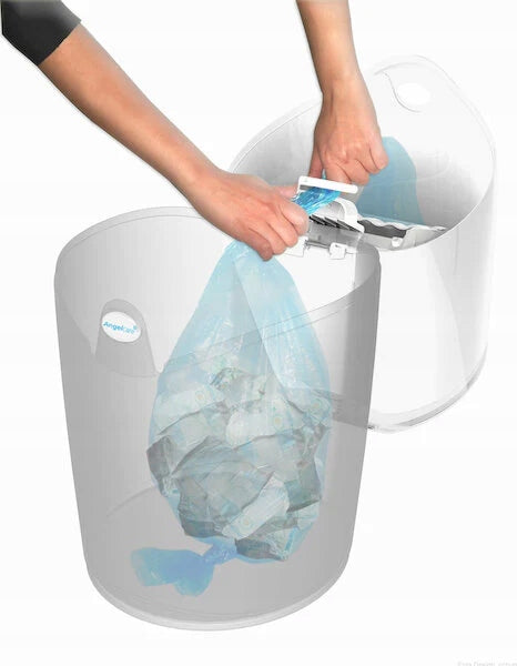ANGELCARE Classic XL kosz na zużyte pieluchy + wkład Dress Up, biały kosz z wkładem 180 pieluch