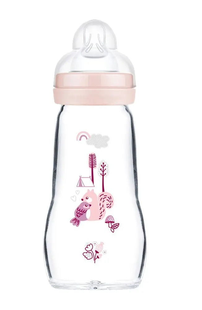 MAM Feel Good glass bottle 260 ml 2 m+ teat 2 LAS