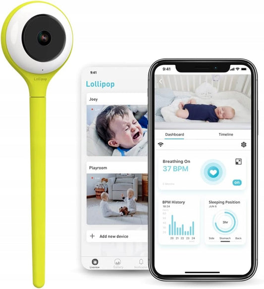LOLLIPOP vigilabebés cámara Full HD con monitor de respiración para bebés