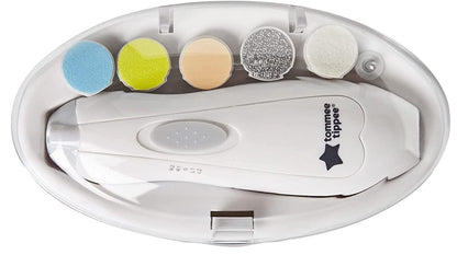 TOMMEE TIPPEE elektryczny pilnik do paznokci z lampką LED dzieci i dorośli, z wymiennymi końcówkami