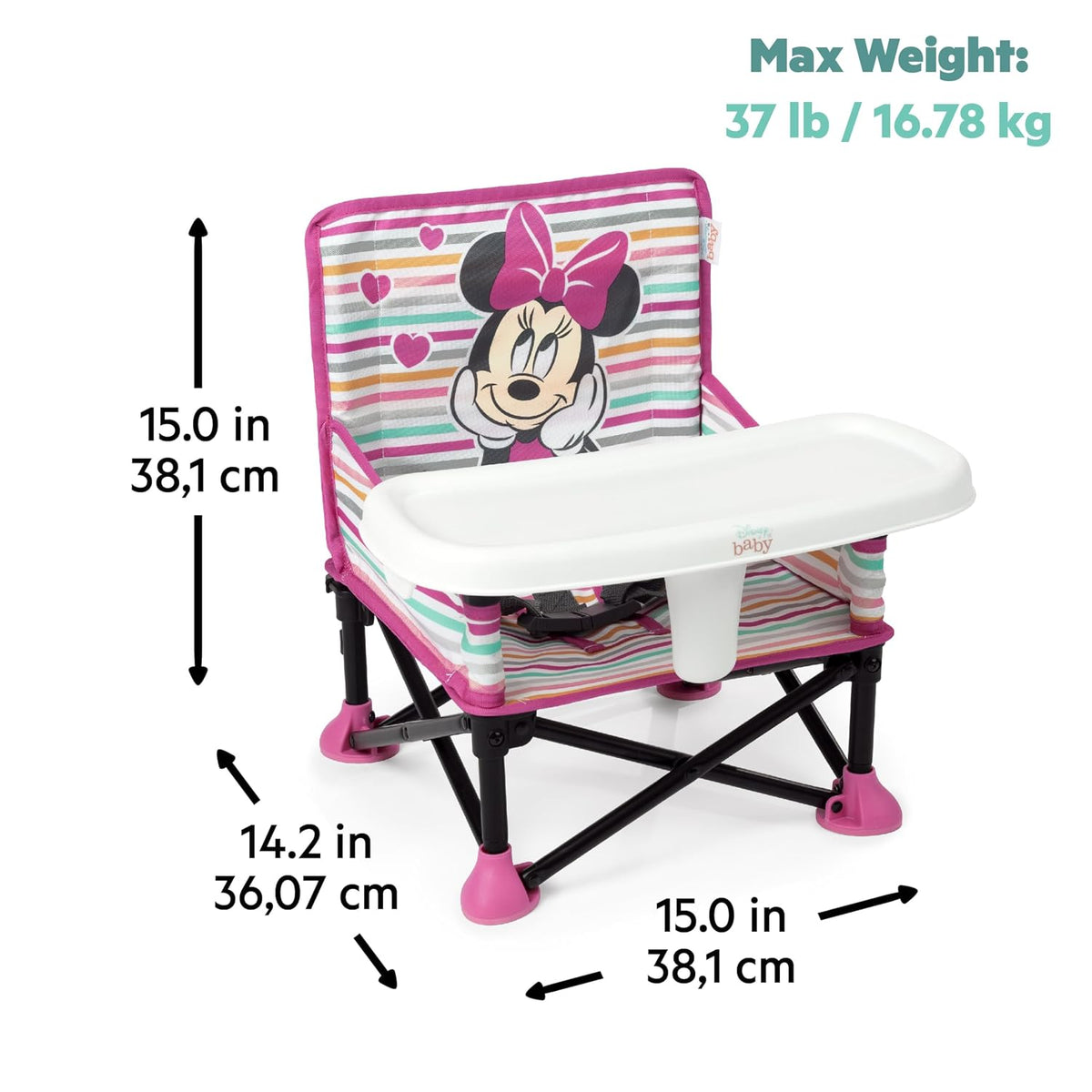 BRIGHT STARTS Κάθισμα φαγητού Minnie Mouse ταξιδίου 3 σε 1 με δίσκο