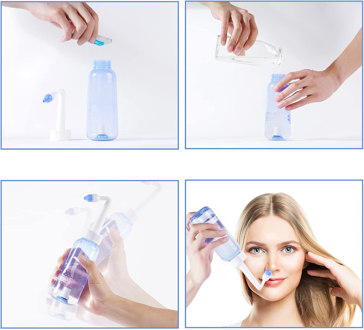 URAQT Neti Pot Ρινική Κανάτα Πλύσης για Παιδιά και Ενήλικες, 2 Εξαρτήματα, 300 ml