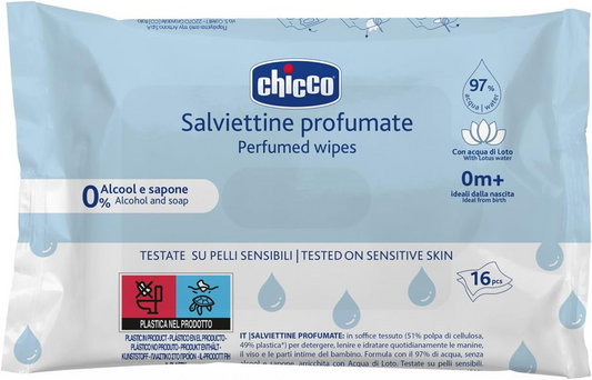 CHICCO αρωματικά μωρομάντηλα με εκχύλισμα άνθους λωτού 16 τεμ.
