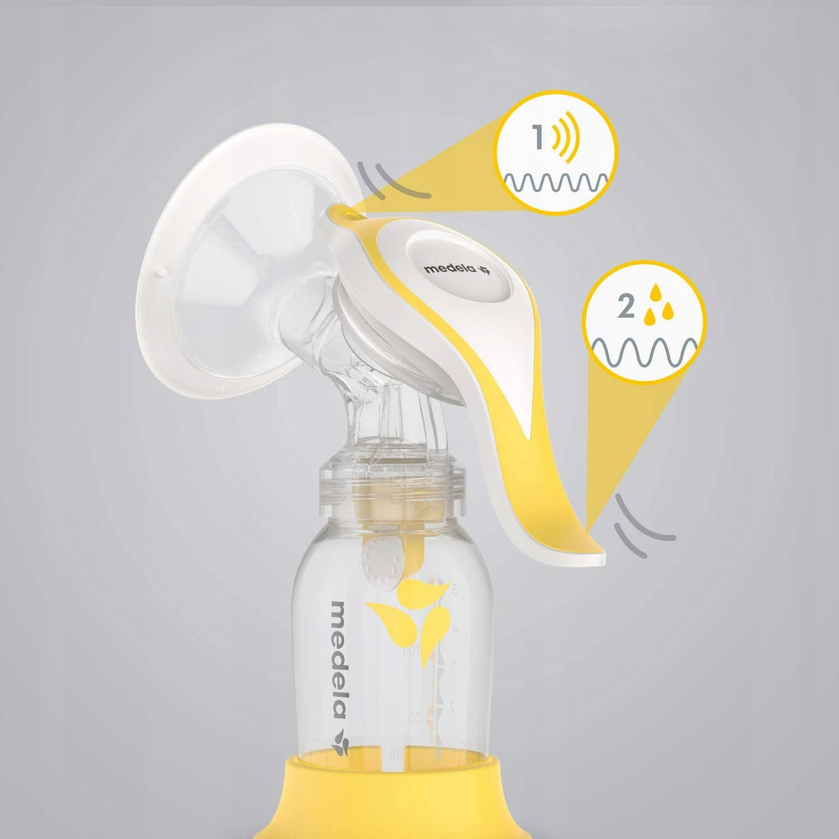 MEDELA Harmony Flex laktator ręczny 2fazowy U "O. ręczny laktator Medela Harmony Flex w kolorze żółtym, 2-fazowy