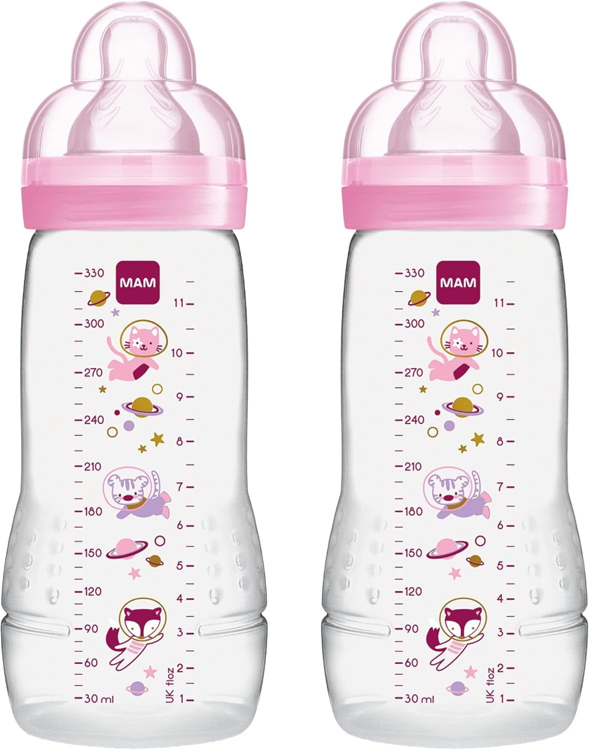 MAM Easy Active zestaw butelek 330 ml 4 m+ smoczek 2 KOSMOS