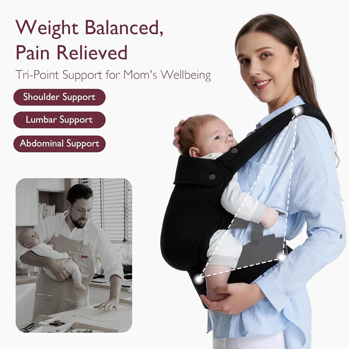 MOMCOZY nosidełko dla noworodków i niemowląt 3-20kg regulowane