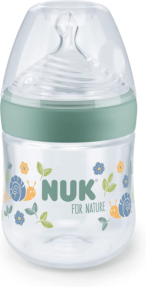 NUK For Nature μπιμπερό 150 ml 1 m+ θηλή S αργή ροή ένδειξη θερμοκρασίας