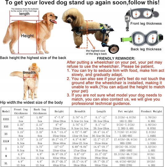 HOBEYHOVE sedia a rotelle per cani XS peso 3,5-8kg