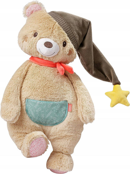 FEHN pluszowy miś Bruno XXL 44cm, beżowy miś z czapką i gwiazdką, idealny do przytulania