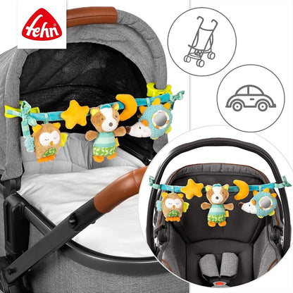 FEHN Kette zum Aufhängen an Kinderwagen, Bettchen, Babyschale FehnLand SCHLAFWALD 49 cm