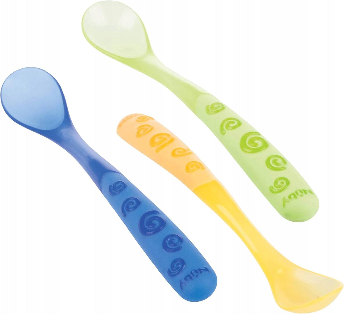 NUBY Κουτάλια με μαλακή άκρη και μακριά λαβή 6m+ 3 τεμάχια