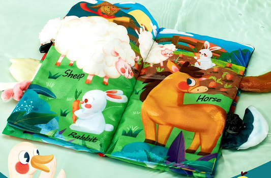HAHALAND Farm Animal Tails αισθητηριακό βιβλίο ΜΕΝΤΑΓΙΟΝ 12,5 x 22 εκ.