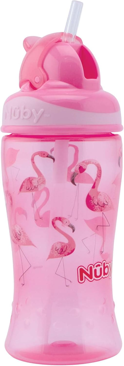 NUBY Flip-it Cup ποτήρι με καλαμάκι κατά του σταξίματος 12m+ 360 ml